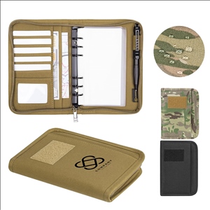 Tactical Zipper Refillable Padfolio Binder With Card Slot